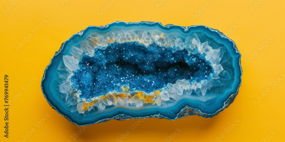 Amethyst quartz, yellow background Amethyst quartz, yellow background