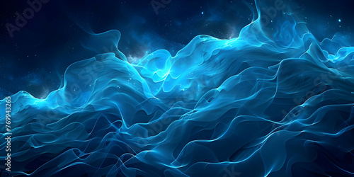 Abstract blue background with waves, a panoramic photography of waving wallpaper