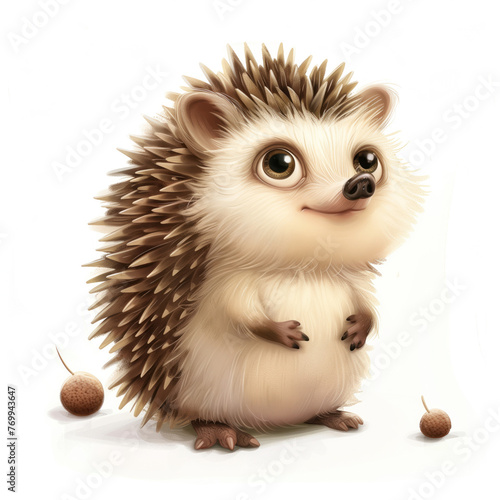 Cute Funny Cartoon Hedgehog, Illustration for Children Book, Generative AI