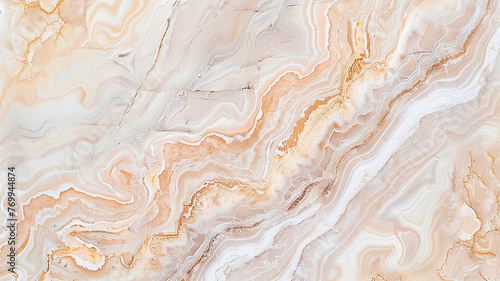 An elegant ivory and soft peach patterned natural marble surface, offering a delicate and subtle beauty, with smooth veins and swirls that provide a gentle and sophisticated abstract background.