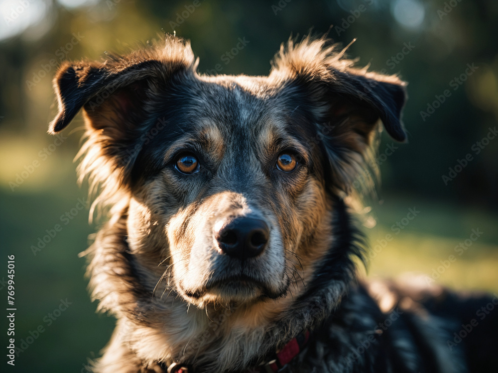 closeup portrait of curious German shapperd dog in woods, generative AI closeup portrait of curious German shapperd dog in woods, generative AI