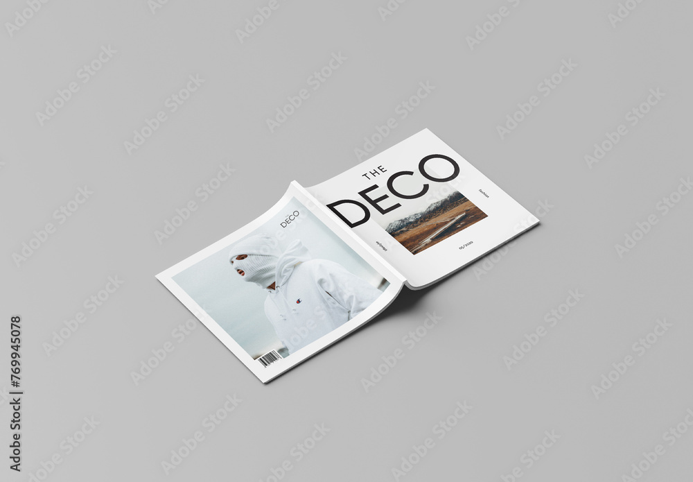 Perspective Square Magazine Mockup Stock Template | Adobe Stock