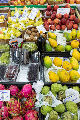 Fresh fruits to sale at the municipal market of Braganca Paulista, interior of Sao Paulo state, Brazil. © Casa.da.Photo