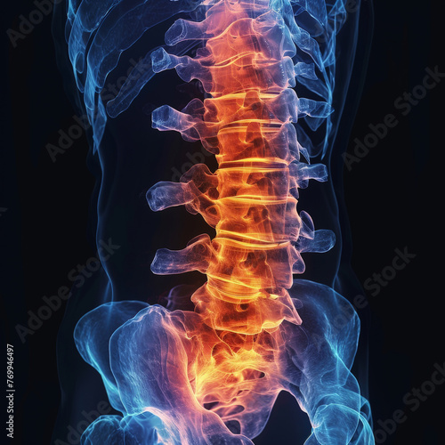 Lumbar Spine Radiology Scan with Inflammation Indication