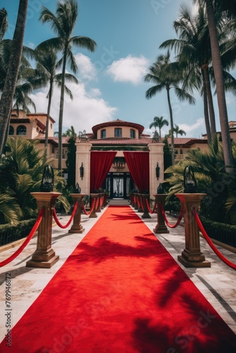 A private billionaires party with red carpet welcoming entrance for be part of an exclusive membership © piai