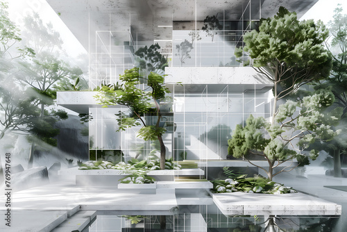 Ñoncept of a futuristic house filled with plants © nutalina