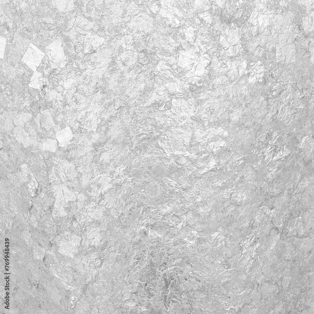 Naklejka premium white background. luxury and elegant grunge silver leaf background. beautiful shiny grey wall texture in square frame. background of silver foil paper use as background or design element.