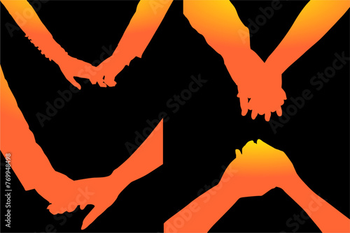 vector, ilustracion, manos, brazo, persona, plantas, señas, pose, amor, dedos, manos libres, siluetas, lenguaje, gestos