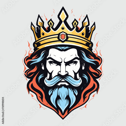 bearded king mascot illustration design