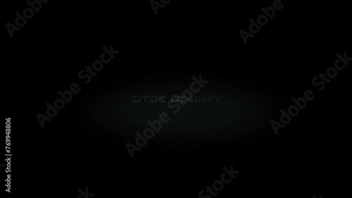 Otoe County 3D title metal text on black alpha channel background photo