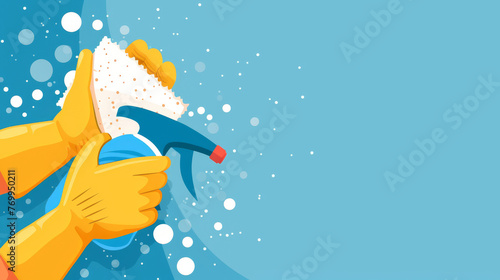Sparkling Clean with Squeegee and Bubbles Vector Illustration © Yulia