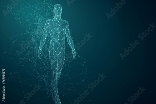 Abstract digital human body Polygonal wireframe silhouette, human body polygonal silhouette, human body polygonal background, anatomy human body background, human body polygonal background 