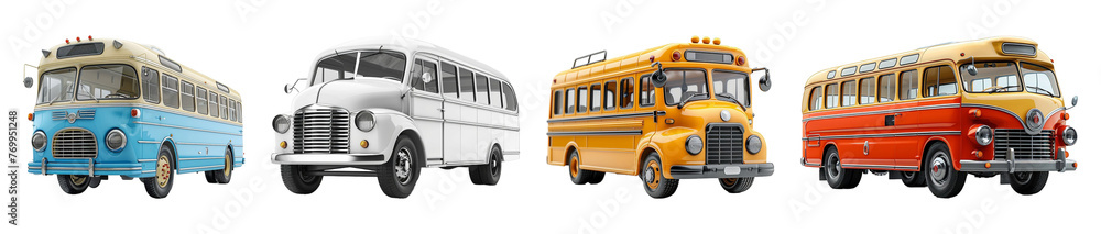 bus car 3d design set, generative ai