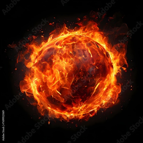 a fire ball in a black background 