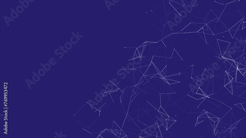 Abstract digital connection moving dots and lines. Technology background. Network connection structure. Digital background. Colored polygonal space. 3D Vector illustration.