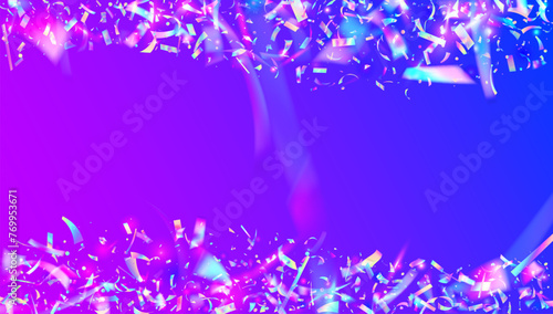 Fototapeta Naklejka Na Ścianę i Meble -  Iridescent Glitter. Cristal Poster. Glare Texture. Disco Surprise Cristals. Blue Laser Sparkle. Neon Confetti. Digital Dust. Hologram Background. Purple Iridescent Glitter