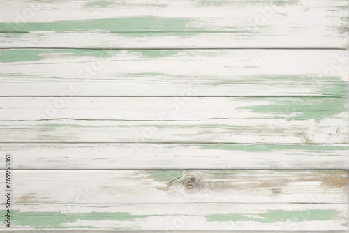 White and green wood wall wooden plank board texture background with grains and structures and scratched