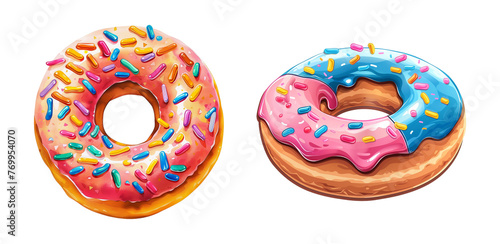 Sticker Pack of a Tasty Donut On a Transparent Background - Ai Generated