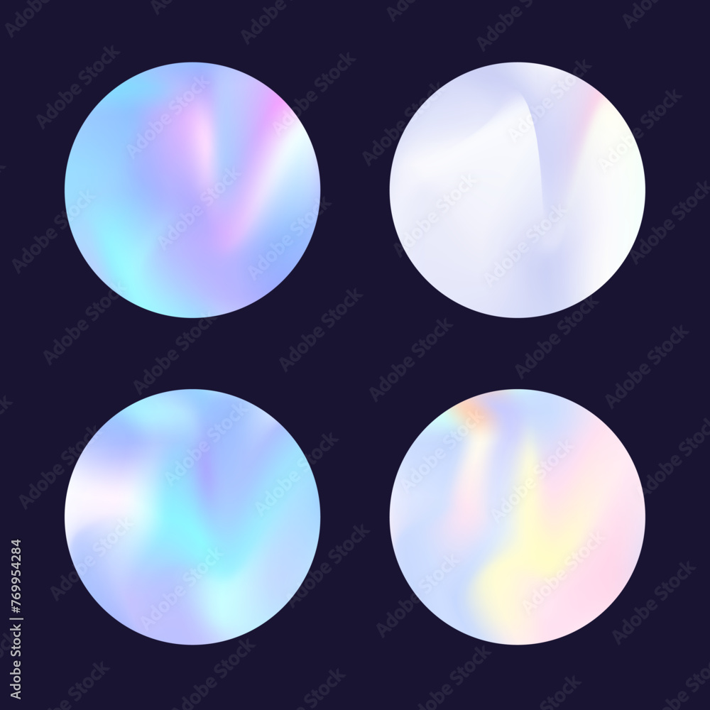 Gradient round set with holographic mesh. Abstract hologram. Iridescent gradient round set. Minimalistic 90s, 80s retro style graphic template for book, annual, mobile interface, web app. Gradient round set with holographic mesh. Abstract hologram. Iridescent gradient round set. Minimalistic 90s, 80s retro style graphic template for book, annual, mobile interface, web app.