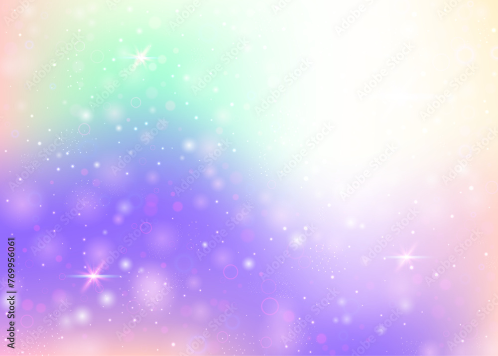 Holographic background with rainbow mesh. Liquid universe banner in princess colors. Fantasy gradient backdrop with hologram. Holographic magic background with fairy sparkles, stars and blurs. Holographic background with rainbow mesh. Liquid universe banner in princess colors. Fantasy gradient backdrop with hologram. Holographic magic background with fairy sparkles, stars and blurs.