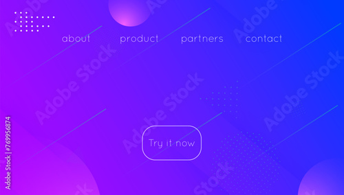 Abstract Design. Round Business Banner. Blue Digital Poster. Music Concept. Flat Geometry Composition. Spectrum Page. House Landing Page. Purple Abstract Design