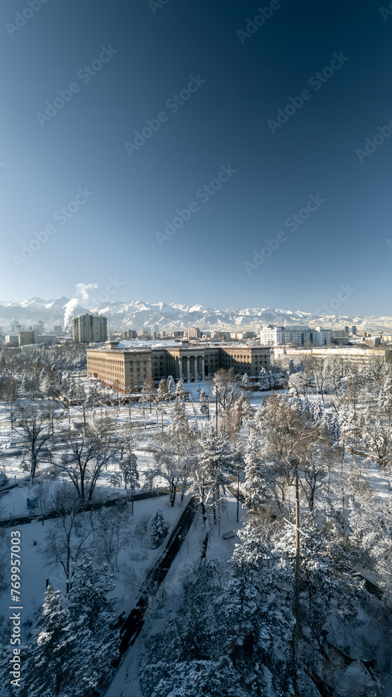 winter city of almaty from above