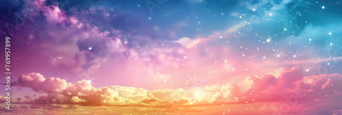 Fantasy sky with clouds and stars  Colorful abstract background  Ai Generated