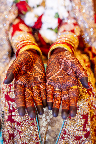 Muslim bride shows henna on wedding day