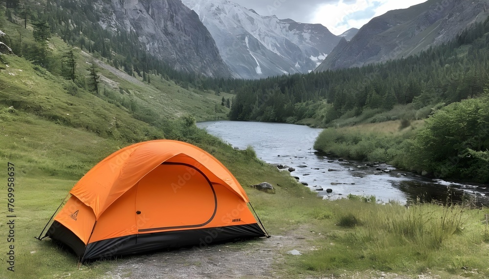 A Tent Pitched In A Scenic Camping Spot  2