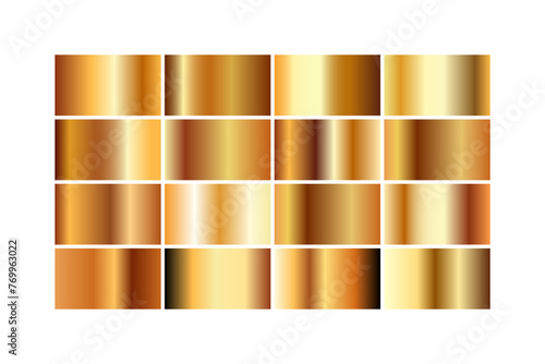 Gold Gradient Set. Collection of premium metallic vector gradients.