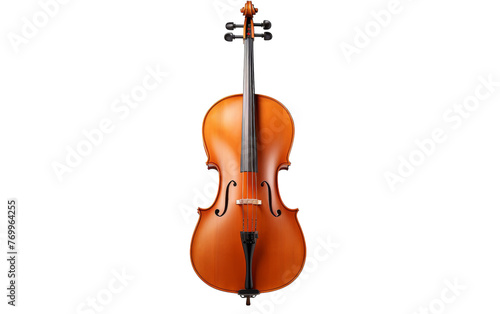 A vibrant orange violin resting elegantly on a clean white background photo