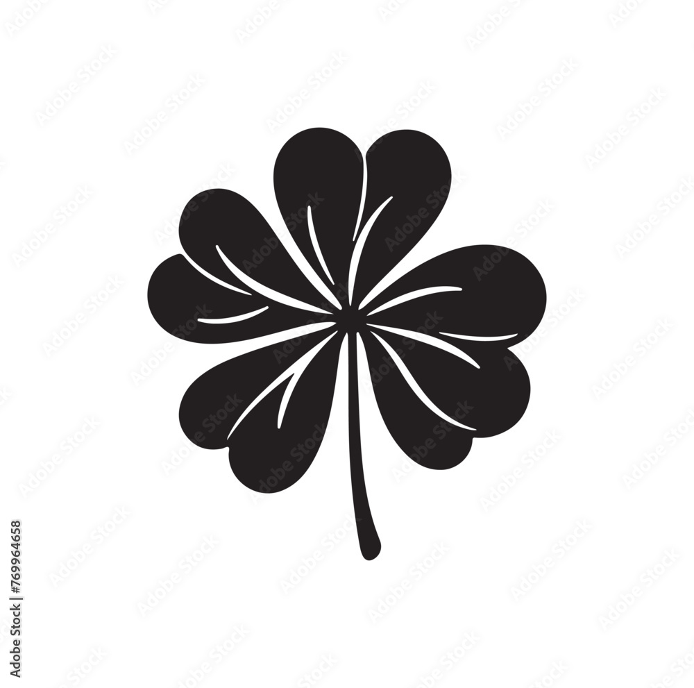 Four leaf clover icon. Black icon isolated on white background. Clover silhouette. Simple icon Four leaf clover icon. Black icon isolated on white background. Clover silhouette. Simple icon