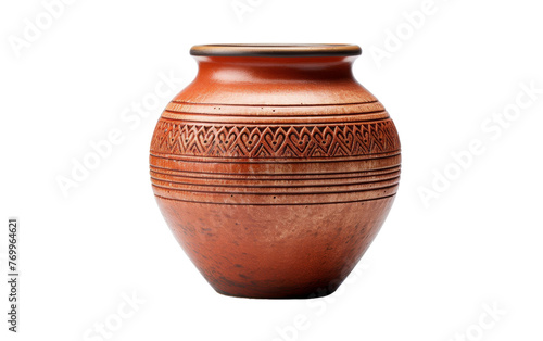 A stylish brown vase elegantly placed on a clean white background