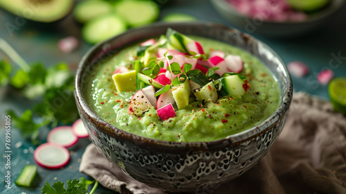 Chilled Spicy Avocado Cucumber Soup
