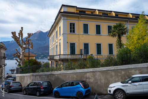 Tourist destination small medieval village of Bellagio with hilly narrow streets and luxurious villas  holiday destination on Lake Como  Italy