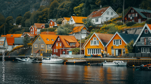 A charming seaside village, with colorful houses and a picturesque port