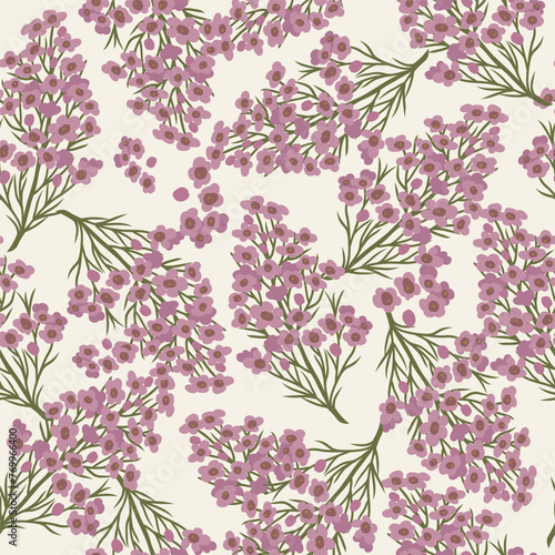 Flat vector waxflower branch seamless pattern