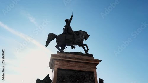 National Monument to Victor Immanuel II in Venice. Equestrian statue monument in Venice, Italy. Monument to Victor Emmanuel II located in Riva degli Schiavoni, in Castello, Venice, Italy