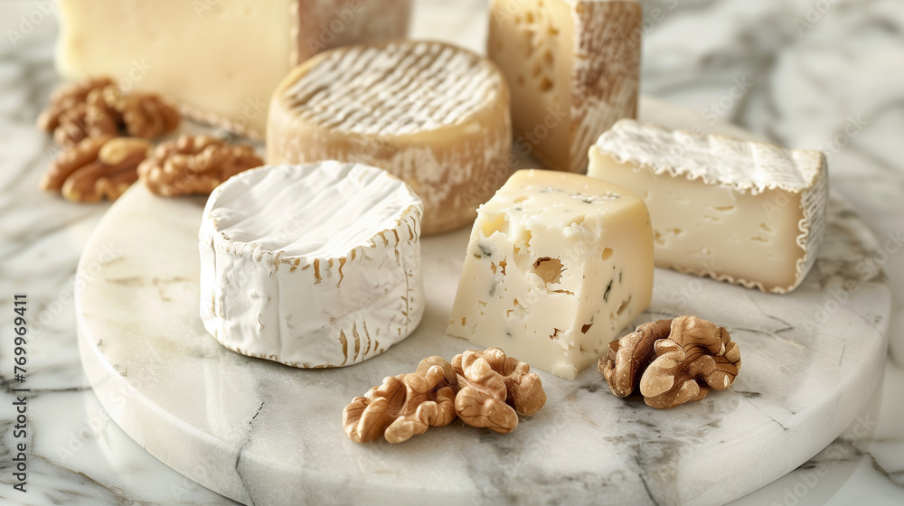 Elegant Marble Cheese Board with Aged Varieties
