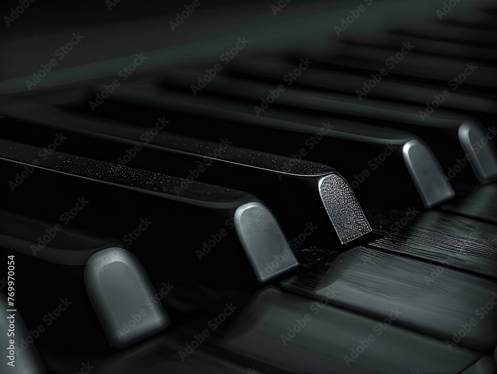 Highlight a single key on a piano keyboard - Melodic and harmonious - Soft indoor lighting with shadows - Close-up shot with artistic composition