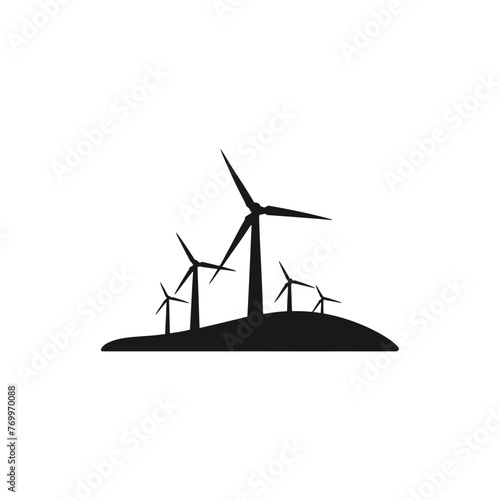 silhouette of wind turbines