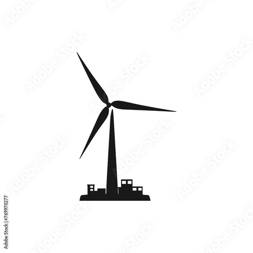 silhouette of wind turbines