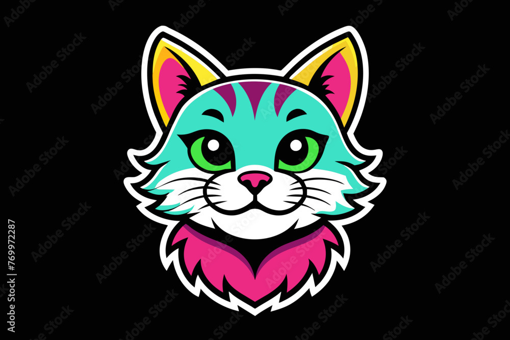 a hippy cat head print ready vector t-shirt design