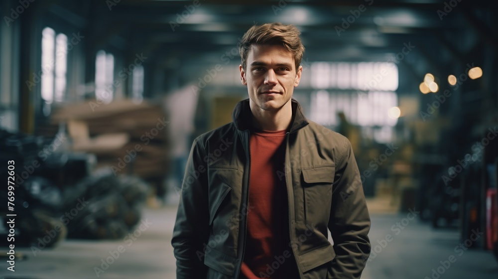 Portrait of an handsome engineer in a factory