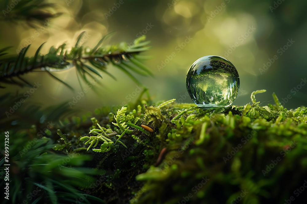 Close-up of a single, pristine water droplet, reflecting light. Close-up of a single, pristine water droplet, reflecting light.