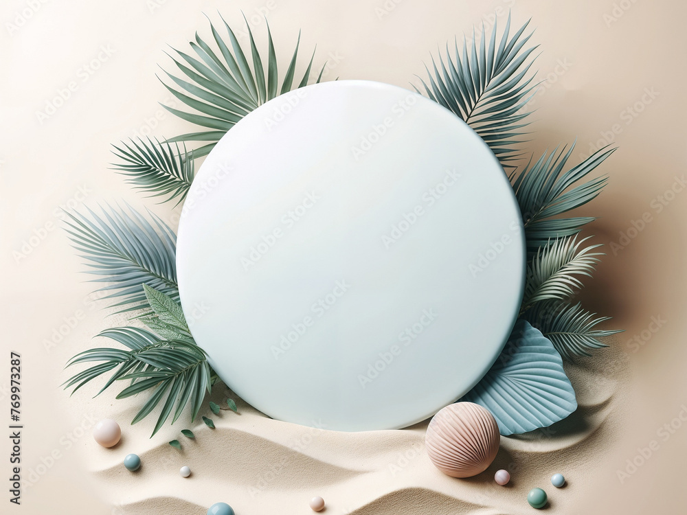 Summer background with palm trees. AI Summer background with palm trees. AI
