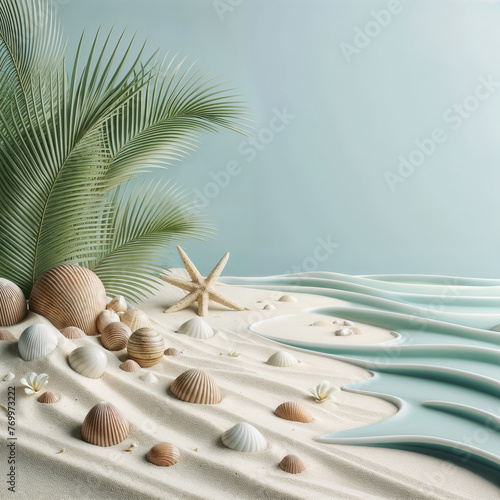 Summer background with palm trees. AI