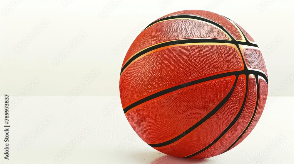 Fototapeta premium basketball stands alone on white, embodying the sport's timeless allure in a modern, stylish design.