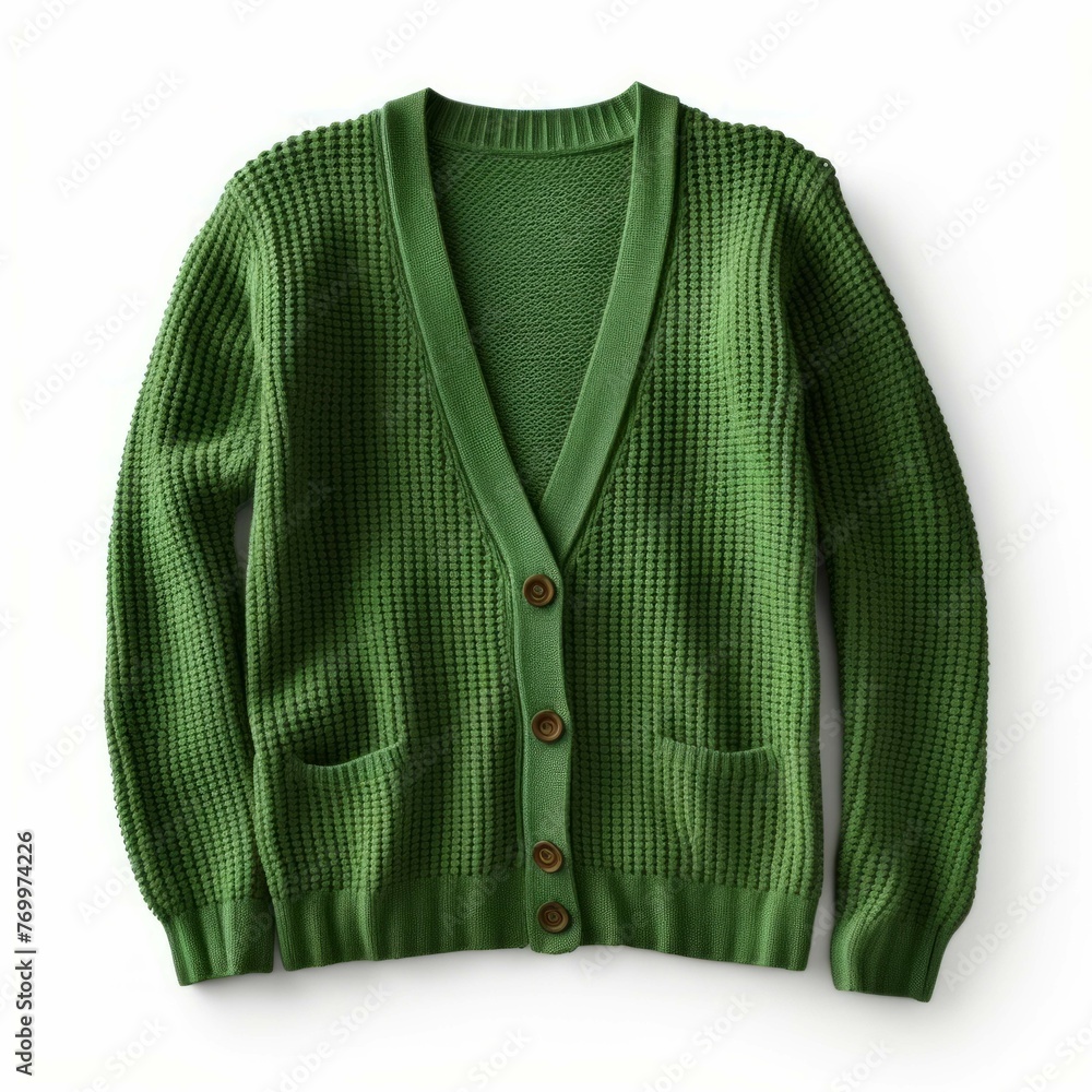 Green Cardigan isolated on white background Green Cardigan isolated on white background