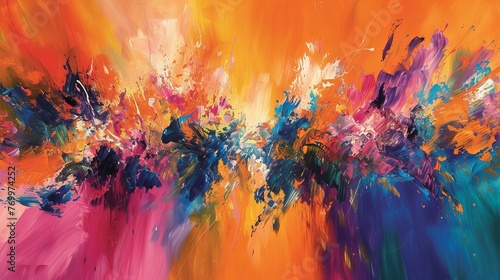 Abstract Color Explosion - Vibrant Artistic Chaos  Colors Colliding in a Chaotic Dance  Each Stroke Breathing Life into the Canvas